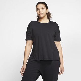 Top Nike Yoga Maneca Scurta (Plus Size) Dama Negrii Gri Inchis | IGBW-09763